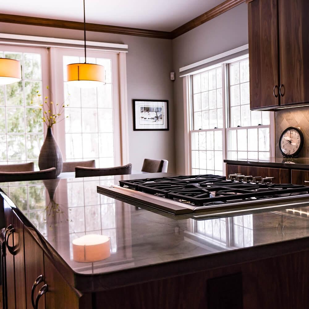 Granite counter top inside modern kitchen